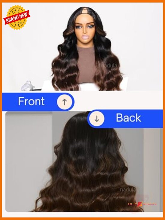 V Part Body Wave Wig Human Hair No Leave Out 180% Density 16 inch Glueless